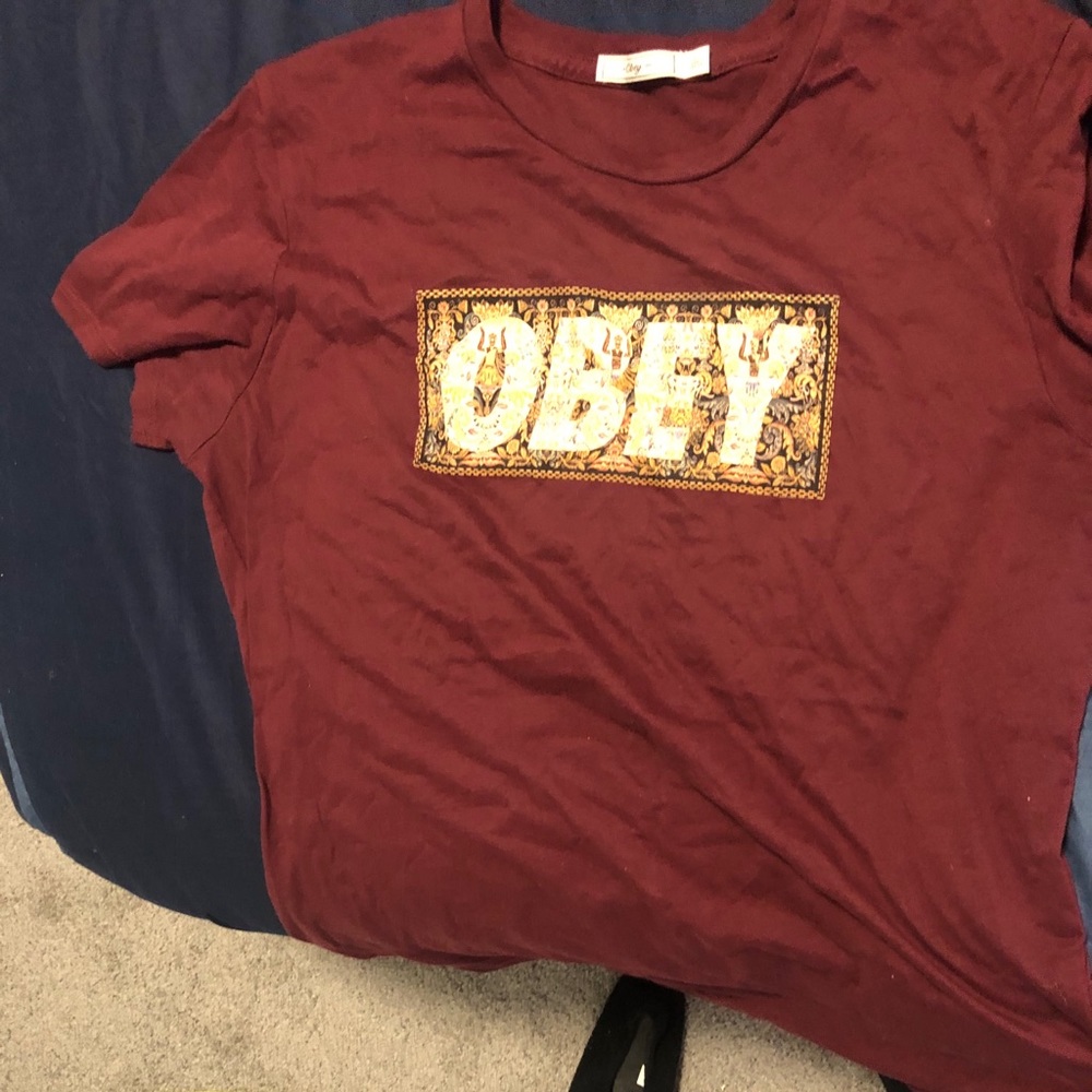 Maroon / brown ish Obey shirt from Zumiez